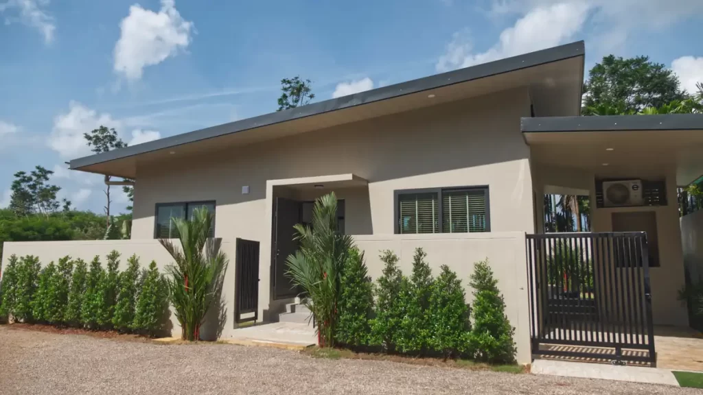 The front aspect view of a new 2 bedroom pool villas for sale in Krabi
